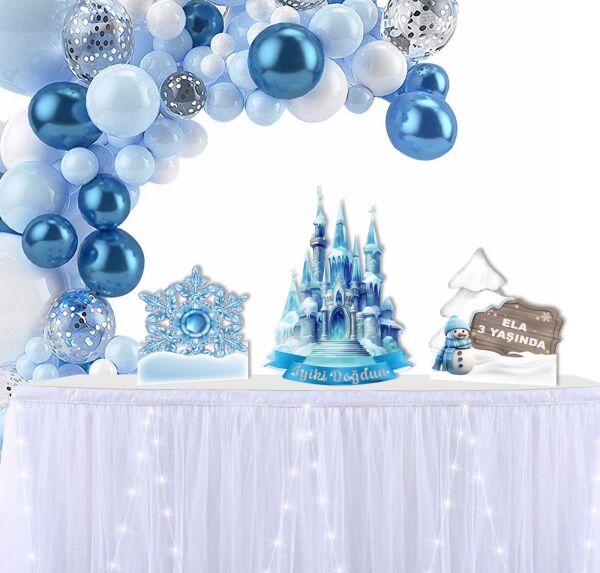 Dekoratif Kişiye Özel Ayaklı Pano Seti Kar Temalı 3 Parça - 