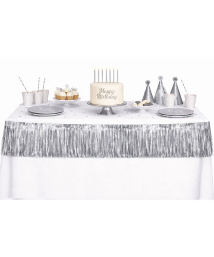 Dekoratif Püsküllü Masa Eteği Gümüş 200x35 Cm - 