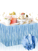 Dekoratif Püsküllü Masa Eteği Parlak Mavi Renk 240x75 Cm - 1