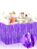Dekoratif Püsküllü Masa Eteği Parlak Mor Renk 240x75 Cm - 1