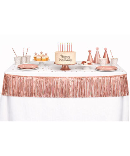 Dekoratif Püsküllü Masa Eteği Rose Gold 200x35 Cm - 