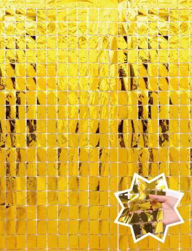 Dekoratif Püsküllü Saçak Perde 1x2 Metre Kare Altın - 