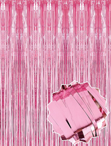 Dekoratif Püsküllü Saçak Perde 1x2 Metre Parlak Pembe - 