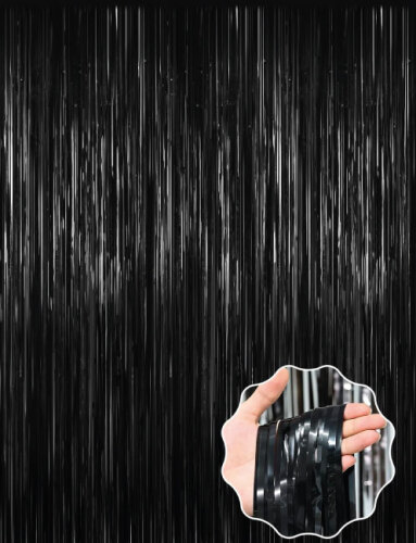 Dekoratif Püsküllü Saçak Perde 1x2 Metre Parlak Siyah - 