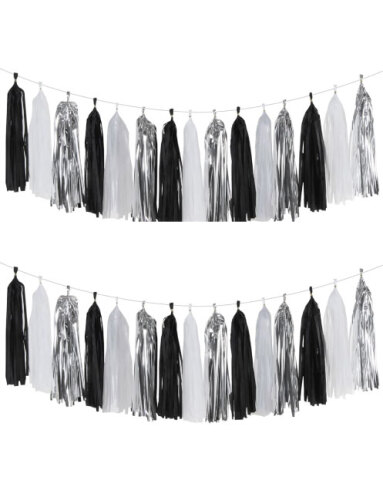 Dekoratif Püsküllü Süs 4.2 Metre 20 Parça Gümüş Gri - 1