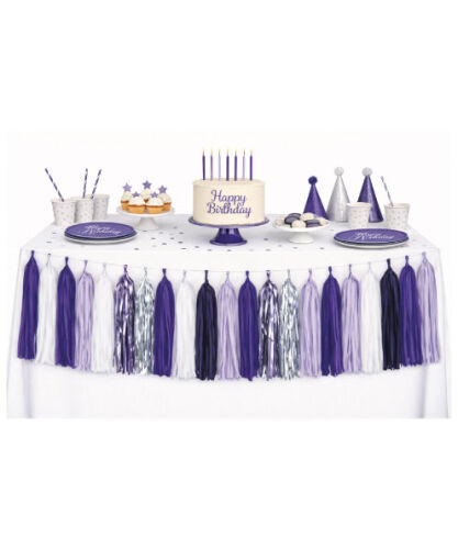 Dekoratif Püsküllü Süs 4.2 Metre 20 Parça Gümüş Mor - 