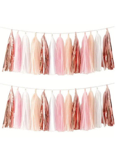 Dekoratif Püsküllü Süs 4.2 Metre 20 Parça Rose Gold Pembe - 1