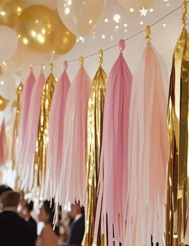 Dekoratif Püsküllü Süs 4.2 Metre 20 Parça Rose Gold Pembe - 2