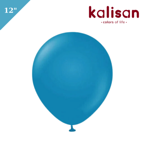 Lateks Retro Balon 100 Parça Derin Okyanus (Deep Blue) 12 inç Kalisan - 1