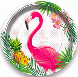 - Lisanslı Flamingo Ananas Karton Tabak 23 Cm 8 ′li