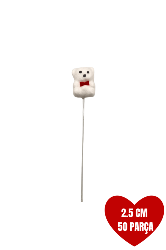 Flok Ayıcık Çubuklu Beyaz 2.5 Cm 50 Parça - 1