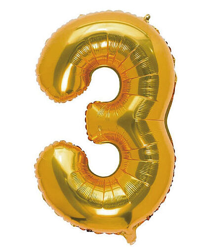 Folyo Balon 100 Cm Gold Rakam 3 - 