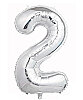 Folyo Balon 100 Cm Gümüş Rakam 2 - 1