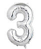 Folyo Balon 100 Cm Gümüş Rakam 3 - 1