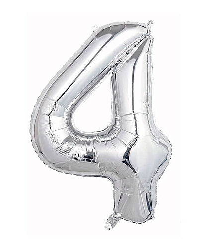 Folyo Balon 100 Cm Gümüş Rakam 4 - 