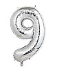 Folyo Balon 100 Cm Gümüş Rakam 9 - 1