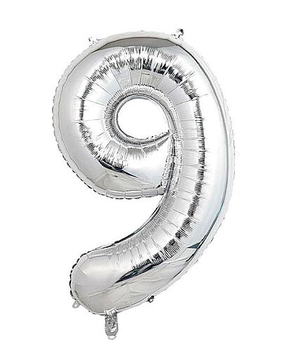 Folyo Balon 100 Cm Gümüş Rakam 9 - 