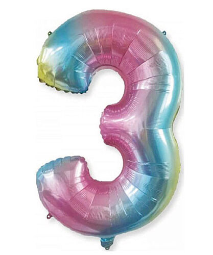 Folyo Balon 100 Cm Rengarenk Rakam 3 - 