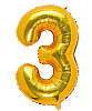 Folyo Balon 40 Cm Gold Rakam 3 - 1
