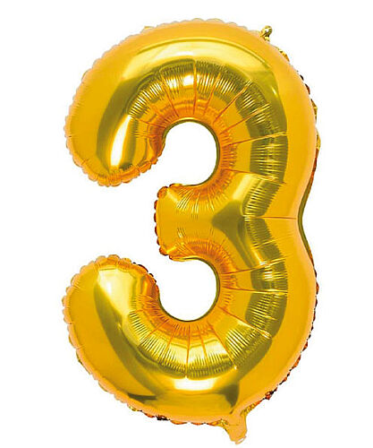 Folyo Balon 40 Cm Gold Rakam 3 - 