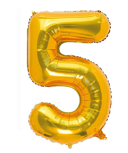 Folyo Balon 40 Cm Gold Rakam 5 - 