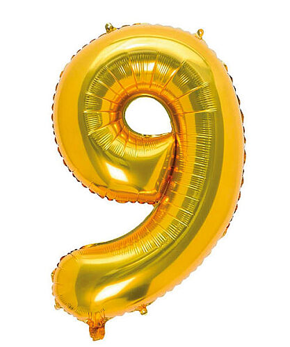 Folyo Balon 40 Cm Gold Rakam 9 - 
