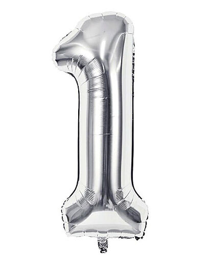 Folyo Balon 40 Cm Gümüş Rakam 1 - 