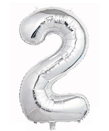 Folyo Balon 40 Cm Gümüş Rakam 2 - 