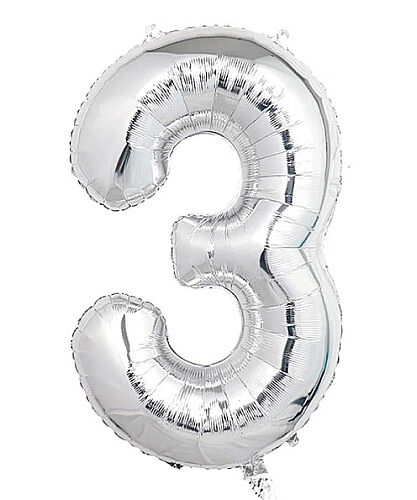 Folyo Balon 40 Cm Gümüş Rakam 3 - 