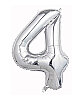 Folyo Balon 40 Cm Gümüş Rakam 4 - 1