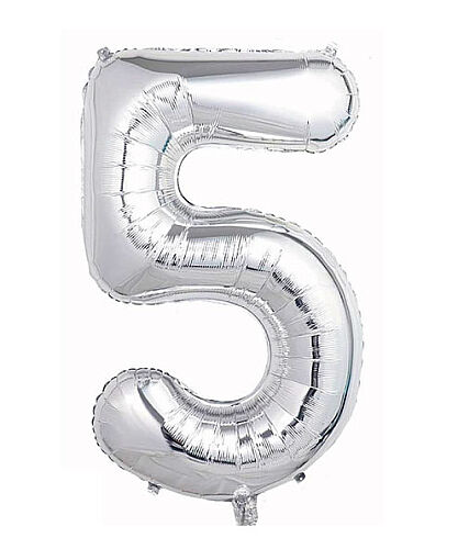 Folyo Balon 40 Cm Gümüş Rakam 5 - 