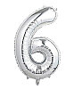 Folyo Balon 40 Cm Gümüş Rakam 6 - 1