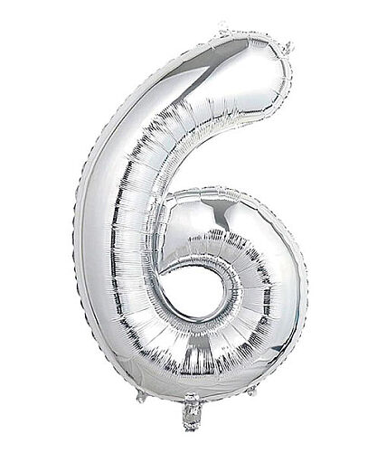 Folyo Balon 40 Cm Gümüş Rakam 6 - 