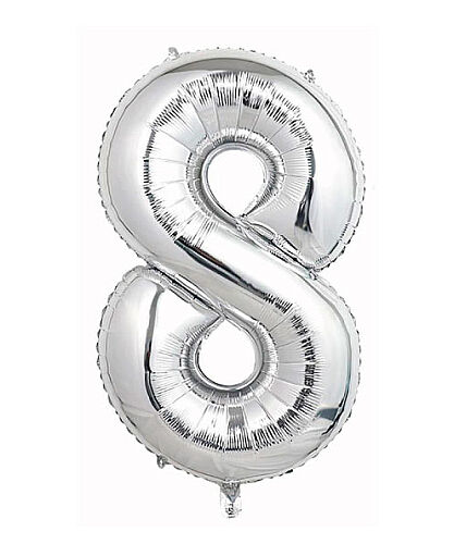 Folyo Balon 40 Cm Gümüş Rakam 8 - 