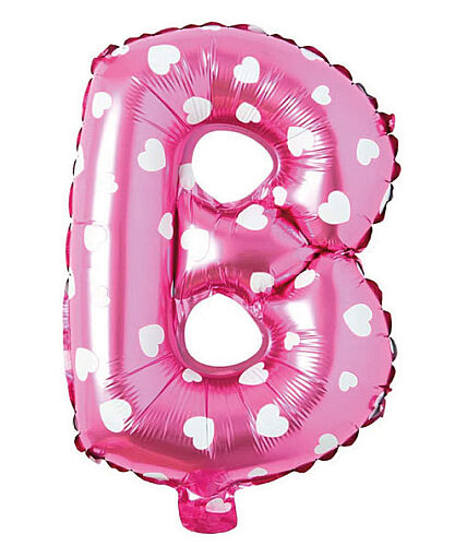 Folyo Balon 40 cm Harf Kalpli Pembe- B - 