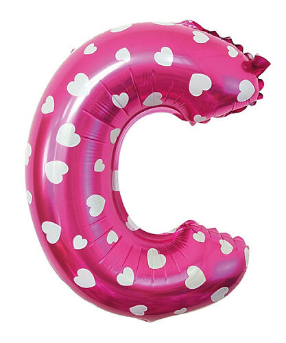 Folyo Balon 40 cm Harf Kalpli Pembe- C - 