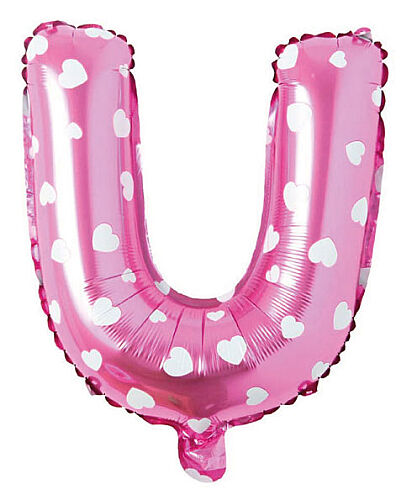 Folyo Balon 40 cm Harf Kalpli Pembe- U - 