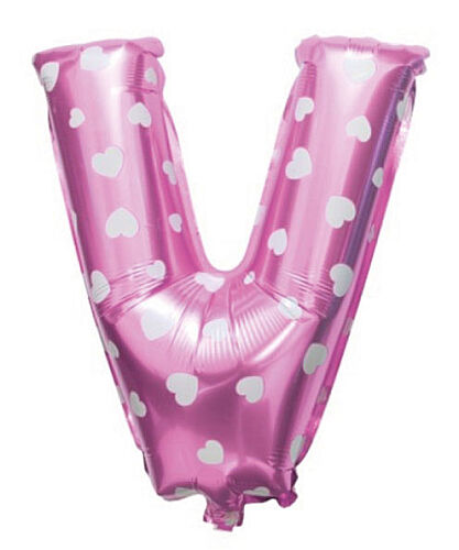 Folyo Balon 40 cm Harf Kalpli Pembe- V - 