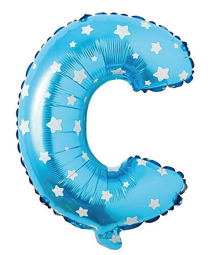 Folyo Balon 40 cm Harf Yıldızlı Mavi - C - 