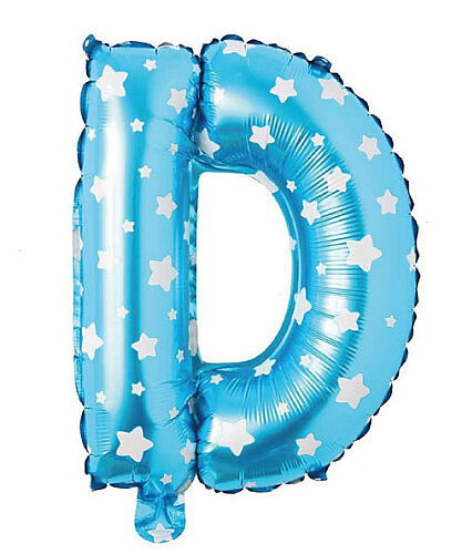 Folyo Balon 40 cm Harf Yıldızlı Mavi - D - 