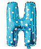 Folyo Balon 40 cm Harf Yıldızlı Mavi - H - 1