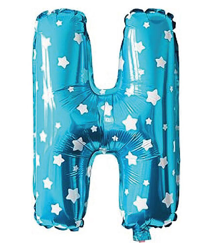 Folyo Balon 40 cm Harf Yıldızlı Mavi - H - 