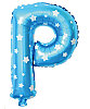 Folyo Balon 40 cm Harf Yıldızlı Mavi - P - 1