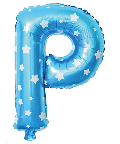 Folyo Balon 40 cm Harf Yıldızlı Mavi - P - 