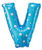 Folyo Balon 40 cm Harf Yıldızlı Mavi - V - 1