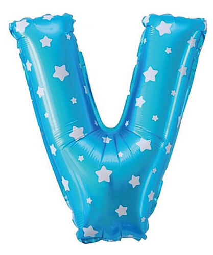 Folyo Balon 40 cm Harf Yıldızlı Mavi - V - 