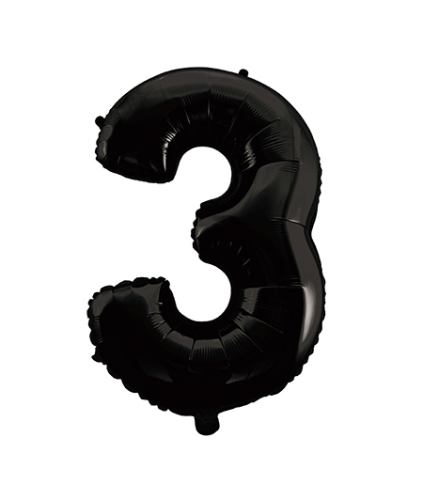 Folyo Balon 66 Cm Siyah Rakam 3 - 1