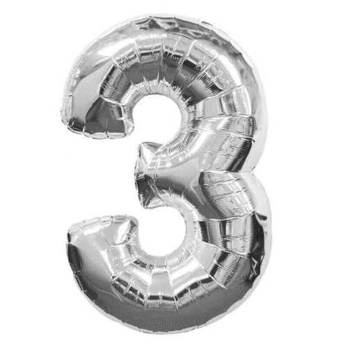 Folyo Balon 75 Cm Gümüş Rakam 3 - 
