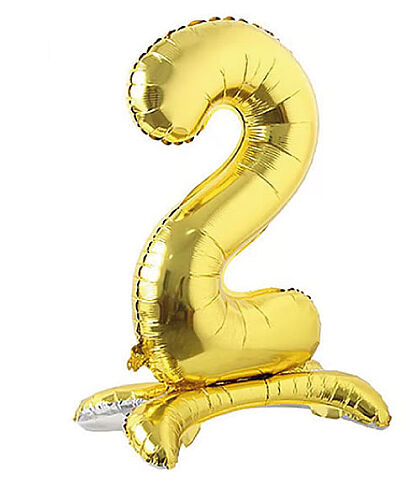 Folyo Balon Ayaklı 70 cm Gold Rakam 2 - 