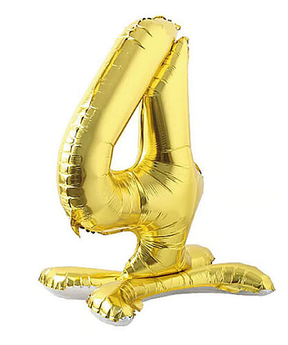 Folyo Balon Ayaklı 70 cm Gold Rakam 4 - 